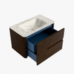 Mondiaz CIRO-DLUX Ensemble meuble de salle de bains - 80x45x50cm - Plan vasque solid surface Ostra - 1 lavabo au milieu - 1 trou de robinet - 2 tiroirs - Noyer SW1530348