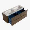 Mondiaz CIRO-DLUX Badkamermeubelset - 130x45x50cm - Solid surface wastafel Glace - 2 wasbak Dubbel - 2 kraangaten - 4 lades - Dusk SW1532990