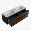 Mondiaz CIRO-DLUX Ensemble de meubles de salle de bains - 150x45x50cm - vasque solid surface Frappe - 2 bassins double - sans trous de robinet - 4 tiroirs - Noyer SW1530247