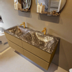 Mondiaz VICA-DLUX ensemble de meuble de salle de bain - 120cm - meuble sous-vasque oro - 4 tiroirs - lavabo encastré cloud double - 2 trous de robinet - version haute de 60cm - lave SW1086906