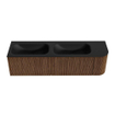 MONDIAZ KURVE 165cm Meuble salle de bain avec module 25 D - couleur Walnut - 2 tiroirs - 1 porte - vasque BIG SMALL double / gauche - 2 trous de robinet - Urban SW1138530