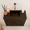 Mondiaz JOYA 50cm meuble de toilette - couleur Walnut - Vasque FAYE position Milieu Sans trou de robinet couleur Urban SW1421318