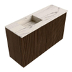 Mondiaz JOYA-DLUX 70cm toiletmeubel - kleur Walnut - Wastafel FAYE positie Links 1 kraangat kleur Nata. SW1424474