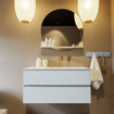 Mondiaz VICA-DLUX ensemble de meuble de salle de bain - 100cm - meuble sous-vasque argile - 2 tiroirs - lavabo encastré nuage droite - sans trous de robinet - version haute 60cm - frape SW1089243