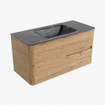 Mondiaz CIRO-DLUX Ensemble de meubles de salle de bains - 100x45x50cm - Lavabo solid surface Lava - 1 vasque au milieu - 1 trou de robinet - 2 tiroirs - Chêne SW1531076