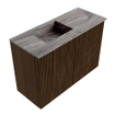 Mondiaz JOYA-DLUX 60cm toiletmeubel - kleur Walnut - Wastafel FAYE positie Links 1 kraangat kleur Sombra. SW1424706