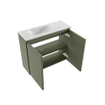 MONDIAZ TURE-DLUX Meuble de toilettes 60 cm Army. Lavabo EDEN Opalo position gauche. Sans trou de robinet. SW1104197