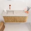 Mondiaz JOYA-DLUX 81,6cm meuble WC - arrondi à droite couleur chêne - Lavabo FAYE position gauche sans trou de robinet couleur Opalo. SW1422177