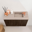 Mondiaz JOYA-DLUX 60cm meuble de toilette - couleur Walnut - Vasque FAYE position Droite 1 trou de robinet couleur Saba. SW1424640