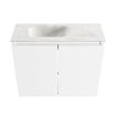 MONDIAZ TURE-DLUX Meuble toilette - 60cm - Talc - EDEN - vasque Ostra - position gauche - sans trou de robinet SW1104633