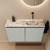 MONDIAZ TURE-DLUX Meuble de toilettes 80cm Greey. Lavabo EDEN Glace position droite. Sans trou de robinet. SW1103321