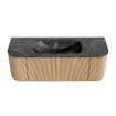 MONDIAZ KURVE-DLUX 130cm Meuble salle de bain avec module 25 G et D - couleur Oak - 1 tiroir - 2 portes - vasque BIG SMALL centre - 1 trou de robinet - couleur Lava SW1138112