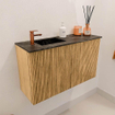 Mondiaz JOYA-DLUX 70cm toiletmeubel - kleur Oak - Wastafel FAYE positie Links 1 kraangat kleur Lava. SW1422063