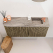 Mondiaz JOYA-DLUX 91.6cm toiletmeubel - ronding links kleur Dusk - Wastafel FAYE positie Rechts 1 kraangat kleur Oza. SW1426010