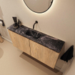 MONDIAZ TURE-DLUX Meuble toilette - 100cm - Washed Oak - EDEN - vasque Lava - position centrale - sans trou de robinet SW1104136