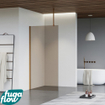 FugaFlow Eccelente Vetro Douche à l'italienne - 50x200cm - Fumé - Bras plafond - Cuivre brossé SW1124956