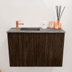 Mondiaz JOYA-DLUX 60cm toiletmeubel - kleur Walnut - Wastafel FAYE positie Links 1 kraangat kleur Sombra. SW1424706