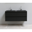 Basic Bella Meuble salle de bains avec lavabo acrylique Noir 120x55x46cm 2 trous de robinet Noir mat SW491748