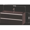 Duravit Ketho 2 meuble sous-lavabo avec 2 tiroirs pour lavabo simple 121x48x55cm avec poignées noyer anthracite mat SW772065