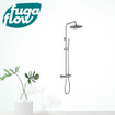 FugaFlow Eccelente Sobrado Colonne de douche pluie avec fonction thermostatique douche de tête et douchette à main Inox brossé SW1123382