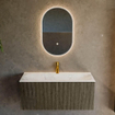 Mondiaz KURVE-DLUX Ensemble meuble de salle de bains - 100x46x40cm - 1 tiroir - lavabo solid surface - central - 1 trou de robinet - Shadow SW1414467
