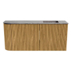 Mondiaz JOYA-DLUX 91.6cm meuble de toilette - arrondi gauche couleur Chêne - Vasque FAYE position Droite Sans trou de robinet couleur Sombra. SW1424280