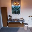 Mondiaz ALAN-DLUX Ensemble de meuble - 130cm - meuble Rust mat - 1 tiroir - Lavabo Cloud Lava suspendu - vasque Centre - 1 trou de robinet SW808523