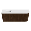 Mondiaz JOYA 101.6cm toiletmeubel - ronding rechts kleur Walnut - Wastafel FAYE positie Links Zonder kraangat kleur Talc. SW1421307
