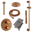 BRAUER Copper Edition douche thermostatique encastrée - 3 voies - rond - ensemble 89 - douche principale de 20 cm - bras plafond - douchette à main - flexible de douche - barre de douche intégrée - cuivre brossé PVD SW1159068