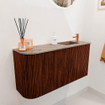 Mondiaz JOYA-DLUX Meuble de salle de bains 81,6cm - arrondi gauche couleur Ruby - Vasque FAYE position Droite 1 trou de robinet couleur Arena SW1425305