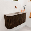Mondiaz JOYA-DLUX 83.2cm meuble de salle de bains - arrondis gauche et droite couleur Walnut - Vasque FAYE position Milieu Sans trou de robinet couleur Saba. SW1424692