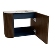 Mondiaz JOYA-DLUX Meuble de toilette 51,6cm - arrondi gauche couleur Noyer - Vasque FAYE position Droite Sans trou de robinet couleur Nata. SW1424501