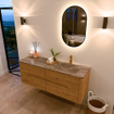 Mondiaz CIRO-DLUX Ensemble de meubles de salle de bains - 140x45x50cm - Plan vasque Solid surface Oza - 1 lavabo à droite - 1 trou de robinet - 4 tiroirs - Chêne SW1531149