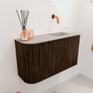 Mondiaz JOYA-DLUX 71.6cm toiletmeubel - ronding links kleur Walnut - Wastafel FAYE positie Rechts Zonder kraangat kleur Glace. SW1422385