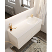 Mondiaz VICA ensemble de meuble de salle de bain - 120cm - meuble sous-vasque lin - 4 tiroirs - lavabo lune droite - 1 trou de robinet - miroir LED - version XL 60cm de haut SW1098326