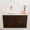 Mondiaz JOYA-DLUX 70cm toiletmeubel - kleur Walnut - Wastafel FAYE positie Links Zonder kraangat kleur Meli. SW1424399
