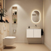 MONDIAZ TURE-DLUX Meuble toilette - 80cm - Talc - EDEN - vasque Frappe - position droite - sans trou de robinet SW1102597