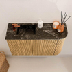Mondiaz JOYA-DLUX 71.6cm toiletmeubel - ronding rechts kleur Oak - Wastafel FAYE positie Links 1 kraangat kleur Lava. SW1422082
