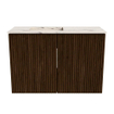 Mondiaz JOYA-DLUX 60cm toiletmeubel - kleur Walnut - Wastafel FAYE positie Links Zonder kraangat kleur Nata. SW1424478