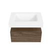 MONDIAZ ALAN Badmeubelset - 70cm - onderkast Mocha - 1 lade - Vrijhangende wastafel CLOUD - midden - 1 kraangat - Talc SW1197903