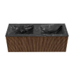 MONDIAZ KURVE-DLUX 120cm Meuble salle de bain - couleur Walnut - 1 tiroir - vasque LEAF double - 2 trous de robinet - couleur Lava SW1137264