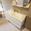 MONDIAZ VICA-DLUX Ensemble meuble de salle de bains - 110cm - meuble bas linen - 2 tiroirs - lavabo encastré cloud à droite - sans trous de robinet - version hauteur 60cm - frape SW1088951