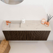 Mondiaz JOYA-DLUX 90cm meuble de salle de bains - couleur Walnut - Vasque FAYE position Gauche 1 trou de robinet couleur Opalo. SW1422576