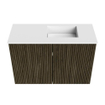 Mondiaz JOYA 60cm meuble de salle de bains - couleur Shadow - Vasque FAYE position Droite 1 trou de robinet couleur Talc. SW1421442