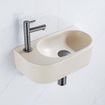 QeramiQ Fuente Ensemble lave-mains - 40x21.5x12cm - gauche - lisse - demi-rond - 1 trou de robinet - céramique - robinet de lavabo gunmetal - bonde - siphon abaissé - beige SW1232831