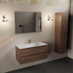 Mondiaz AIVY Ensemble de meuble - 100x45x50cm - 1 trou de robinet - 1 vasque talc Solid surface - Centre - 2 tiroirs - avec miroir - Melamine Mocha SW892309