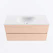 MONDIAZ VICA Ensemble meuble de salle de bains - 100cm - meuble bas rosee - 2 tiroirs - lavabo moon central - 1 trou de robinet - version haute 60cm - talc SW1081120