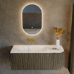 Mondiaz KURVE-DLUX Ensemble meuble de salle de bains - 115x46x40cm - 1 tiroir - 1 porte - vasque solid surface - gauche - sans trou de robinet - Shadow SW1414348