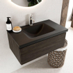 Mondiaz bukla ensemble de meubles de salle de bain 80x45x34cm 1 trou pour robinetterie lavabo moyen surface solide urbaine sans poignée 1 tiroir avec fermeture douce mélamine marron foncé SW704919