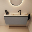 MONDIAZ TURE-DLUX Meuble toilette - 100cm - Smoke - EDEN - vasque Frappe - position centrale - 1 trou de robinet SW1103056
